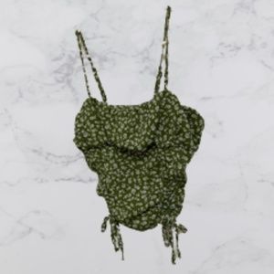 Green ROMWE Drawstring crop top